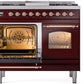 Ilve UPD40FNMPBUPLP Nostalgie Ii 40 Inch Dual Fuel Liquid Propane Freestanding Range In Burgundy With Copper Trim