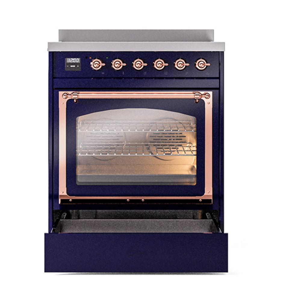 Ilve UNI304NMPMBP Ilve Uni304Nmpmbp Nostalgie Ii Noblesse 30" Induction Range (Triple Glass Door, Midnight Blue, Copper)