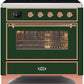 Ilve UMI09NS3EGP Majestic Ii 36 Inch Electric Freestanding Range In Emerald Green With Copper Trim