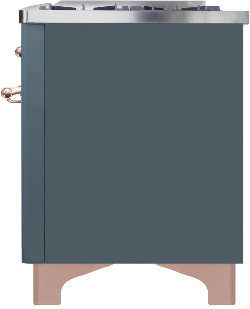 Ilve UM09FDNS3BGPLP Majestic Ii 36 Inch Dual Fuel Liquid Propane Freestanding Range In Blue Grey With Copper Trim