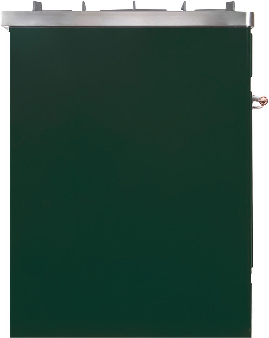 Ilve UM30DNE3EGPLP Majestic Ii 30 Inch Dual Fuel Liquid Propane Freestanding Range In Emerald Green With Copper Trim