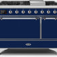 Ilve UM12FDQNS3MBC Majestic Ii 48 Inch Dual Fuel Natural Gas Freestanding Range In Blue With Chrome Trim