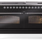 Ilve UP60FNMPBKC Nostalgie Ii 60 Inch Dual Fuel Natural Gas Freestanding Range In Glossy Black With Chrome Trim