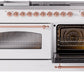 Ilve UP60FSNMPWHP Nostalgie Ii 60 Inch Dual Fuel Natural Gas Freestanding Range In White With Copper Trim