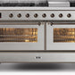 Ilve UM15FDNS3SSBLP Majestic Ii 60 Inch Dual Fuel Liquid Propane Freestanding Range In Stainless Steel With Bronze Trim