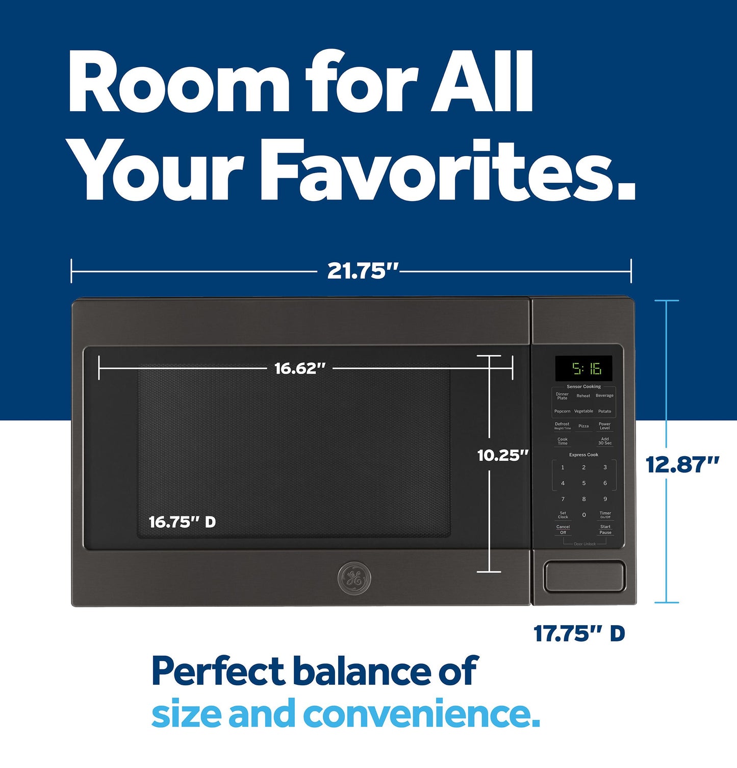 Ge Appliances GCST16S1WTS Ge® 1.6 Cu. Ft. Countertop Microwave Oven