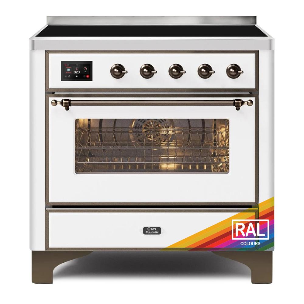 Ilve UMI09NS3RAB Ilve Majestic Ii 36 Umi09Ns3Rab Freestanding Electric Range With Induction Single Oven With Triple Glass Door In Ral Color With Bronze Knobs