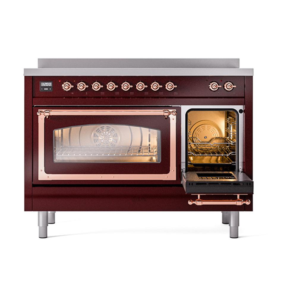 Ilve UNI486NMPBUP Ilve Uni486Nmpbup Nostalgie Ii Noblesse 48" Induction Range (Triple Glass Door, Burgundy, Copper)