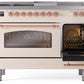 Ilve UP48FSNMPAWPLP Nostalgie Ii 48 Inch Dual Fuel Liquid Propane Freestanding Range In Antique White With Copper Trim