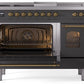 Ilve UP48FSNMPMGG Nostalgie Ii 48 Inch Dual Fuel Natural Gas Freestanding Range In Matte Graphite With Brass Trim