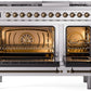 Ilve UP48FNMPSSB Nostalgie Ii 48 Inch Dual Fuel Natural Gas Freestanding Range In Stainless Steel With Bronze Trim