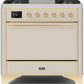 Ilve UM09FDQNS3AWGLP Majestic Ii 36 Inch Dual Fuel Liquid Propane Freestanding Range In Antique White With Brass Trim