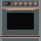 Ilve UM30DNE3BGP Majestic Ii 30 Inch Dual Fuel Natural Gas Freestanding Range In Blue Grey With Copper Trim