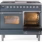 Ilve UPD40FNMPBGCLP Nostalgie Ii 40 Inch Dual Fuel Liquid Propane Freestanding Range In Blue Grey With Chrome Trim