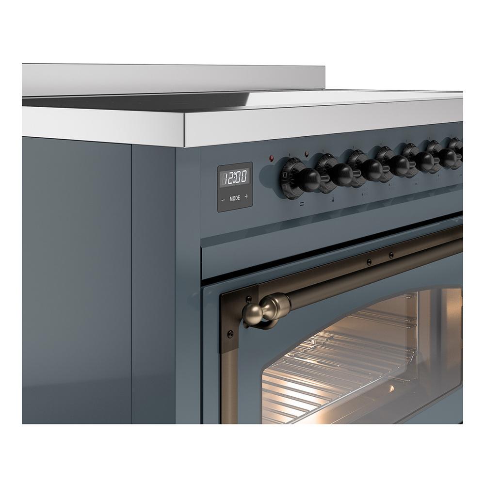 Ilve UNI486NMPBGB Ilve Uni486Nmpbgb Nostalgie Ii Noblesse 48" Induction Range (Triple Glass Door, Blue Grey, Burnished)