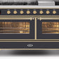 Ilve UM15FDNS3MGGLP Majestic Ii 60 Inch Dual Fuel Liquid Propane Freestanding Range In Matte Graphite With Brass Trim