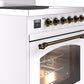 Ilve UPI304NMPWHB Nostalgie Ii 30 Inch Electric Freestanding Range In White With Bronze Trim