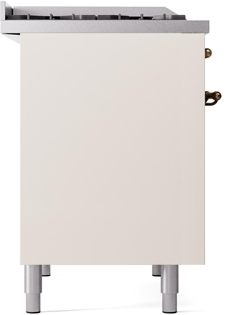 Ilve UPD40FNMPAWB Nostalgie Ii 40 Inch Dual Fuel Natural Gas Freestanding Range In Antique White With Bronze Trim