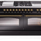 Ilve UP60FSNMPBKG Nostalgie Ii 60 Inch Dual Fuel Natural Gas Freestanding Range In Glossy Black With Brass Trim