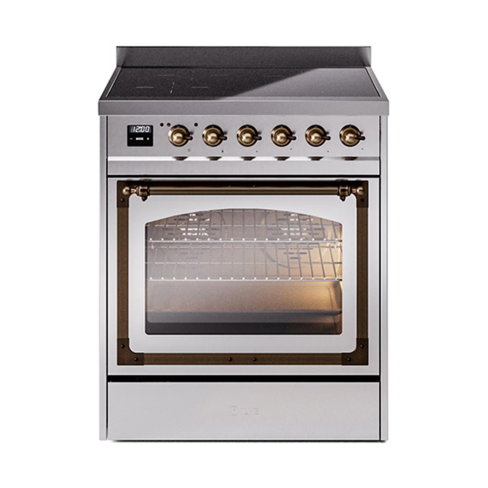 Ilve UNI304NMPSSB Ilve Uni304Nmpssb Nostalgie Ii Noblesse 30" Induction Range (Triple Glass Door, Stainless Steel, Burnished)