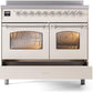 Ilve UPDI406NMPAWC Nostalgie Ii 40 Inch Electric Freestanding Range In Antique White With Chrome Trim