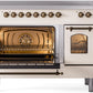 Ilve UPI486NMPAWB Nostalgie Ii 48 Inch Electric Freestanding Range In Antique White With Bronze Trim