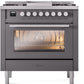 Ilve UP36FWMPMG Professional Plus Ii 36 Inch Dual Fuel Natural Gas Freestanding Range In Matte Graphite With Trim