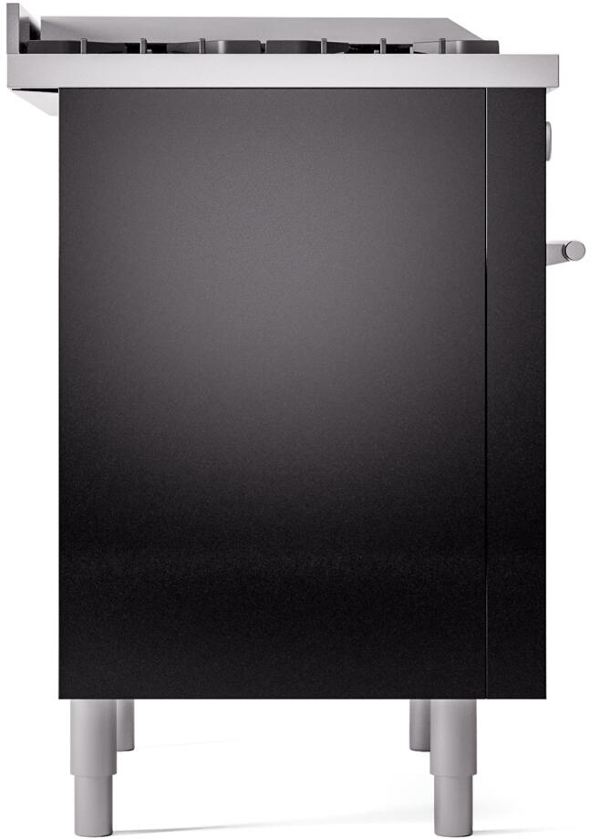 Ilve UP36FWMPBK Professional Plus Ii 36 Inch Dual Fuel Natural Gas Freestanding Range In Glossy Black With Trim