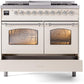 Ilve UPD40FNMPAWCLP Nostalgie Ii 40 Inch Dual Fuel Liquid Propane Freestanding Range In Antique White With Chrome Trim