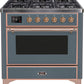 Ilve UM09FDNS3BGP Majestic Ii 36 Inch Dual Fuel Natural Gas Freestanding Range In Blue Grey With Copper Trim