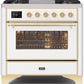 Ilve UM09FDNS3WHG Majestic Ii 36 Inch Dual Fuel Natural Gas Freestanding Range In White With Brass Trim