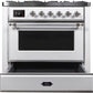 Ilve UM09FDNS3WHC Majestic Ii 36 Inch Dual Fuel Natural Gas Freestanding Range In White With Chrome Trim