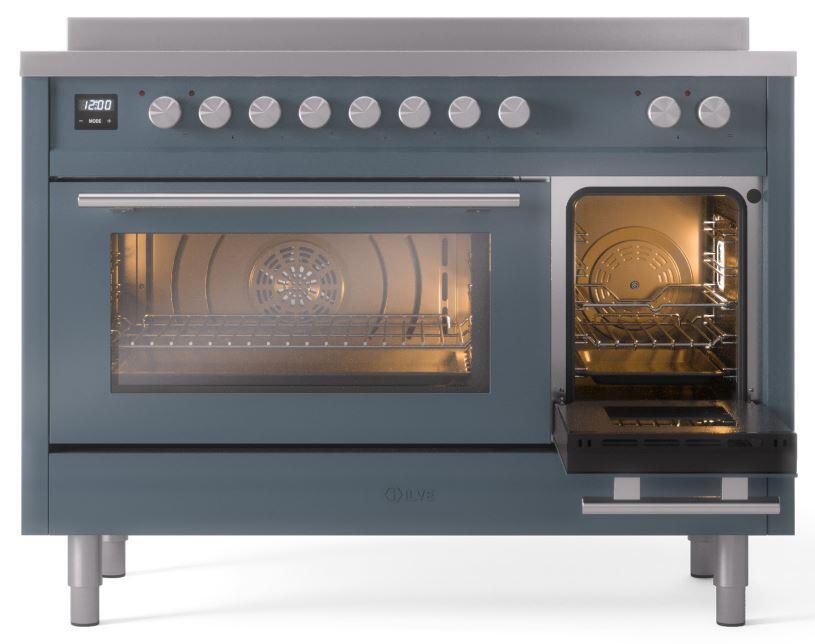 Ilve UPI486WMPBG Professional Plus Ii 48 Inch Electric Freestanding Range In Blue Grey With Trim