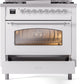 Ilve UP36FNMPWHCLP Nostalgie Ii 36 Inch Dual Fuel Liquid Propane Freestanding Range In White With Chrome Trim