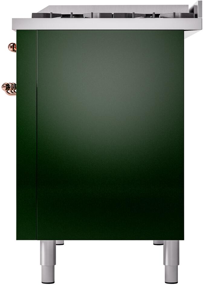 Ilve UP48FNMPEGPLP Nostalgie Ii 48 Inch Dual Fuel Liquid Propane Freestanding Range In Emerald Green With Copper Trim