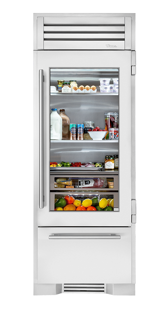 True Residential TR30RBFRSGA 30 Inch Stainless Glass Door Right Hinge Refrigerator With Bottom Freezer