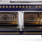 Ilve UP60FSNMPMBGLP Nostalgie Ii 60 Inch Dual Fuel Liquid Propane Freestanding Range In Blue With Brass Trim