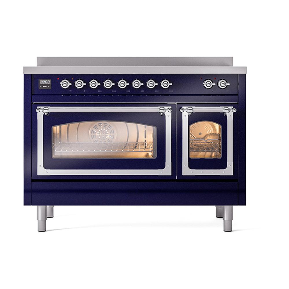 Ilve UNI486NMPMBC Ilve Uni486Nmpmbc Nostalgie Ii Noblesse 48" Induction Range (Triple Glass Door, Midnight Blue, Chrome)