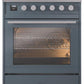 Ilve UPI304WMPBG Professional Plus Ii 30 Inch Electric Freestanding Range In Blue Grey With Trim