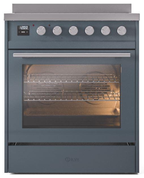 Ilve UPI304WMPBG Professional Plus Ii 30 Inch Electric Freestanding Range In Blue Grey With Trim