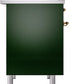 Ilve UPD40FNMPEGG Nostalgie Ii 40 Inch Dual Fuel Natural Gas Freestanding Range In Emerald Green With Brass Trim