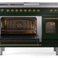 Ilve UP48FSNMPEGG Nostalgie Ii 48 Inch Dual Fuel Natural Gas Freestanding Range In Emerald Green With Brass Trim