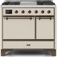 Ilve UMD10FDQNS3AWB Majestic Ii 40 Inch Dual Fuel Natural Gas Freestanding Range In Antique White With Bronze Trim