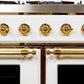 Ilve UMD10FDNS3WHG Majestic Ii 40 Inch Dual Fuel Natural Gas Freestanding Range In White With Brass Trim