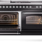 Ilve UP60FSNMPBKCLP Nostalgie Ii 60 Inch Dual Fuel Liquid Propane Freestanding Range In Glossy Black With Chrome Trim