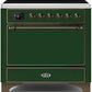 Ilve UMI09QNS3EGB Majestic Ii 36 Inch Electric Freestanding Range In Emerald Green With Bronze Trim