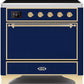 Ilve UMI09QNS3MBG Majestic Ii 36 Inch Electric Freestanding Range In Blue With Brass Trim