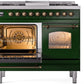 Ilve UPD40FNMPEGBLP Nostalgie Ii 40 Inch Dual Fuel Liquid Propane Freestanding Range In Emerald Green With Bronze Trim