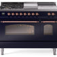 Ilve UP48FSNMPMBP Nostalgie Ii 48 Inch Dual Fuel Natural Gas Freestanding Range In Blue With Copper Trim