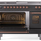 Ilve UP48FSNMPMGP Nostalgie Ii 48 Inch Dual Fuel Natural Gas Freestanding Range In Matte Graphite With Copper Trim